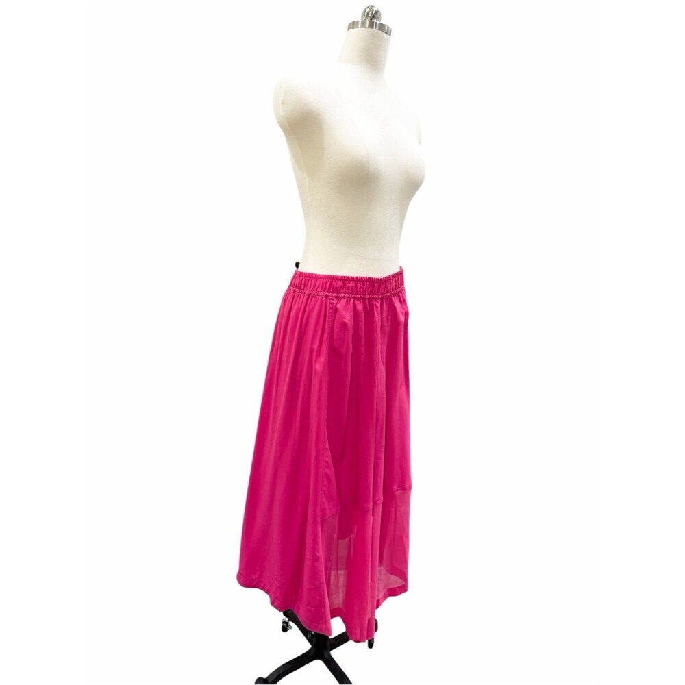 DKNY Handkerchief Hem Mixed Media Pull On Elastic Waist Maxi Skirt Pink XL NEW - Picture 5 of 16